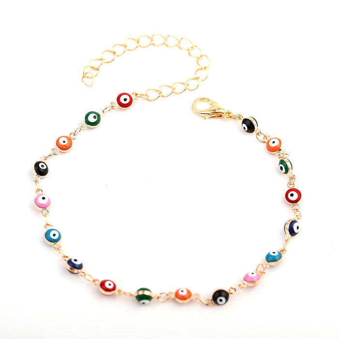 Wholesale Retro Evil Eye Anklet Copper Geometric Shape Party Jewelry Accessory