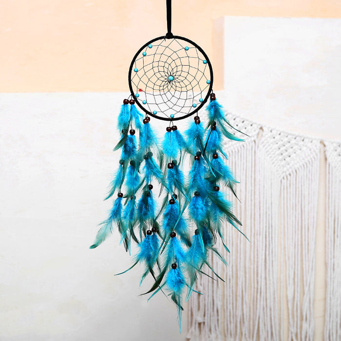 Wholesale Dreamcatcher with Lights Handwoven Feather Car Hanging Ornament