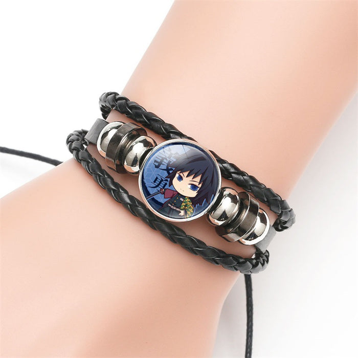 Wholesale Cartoon Time Gem Leather Handwoven Adjustable Bracelet