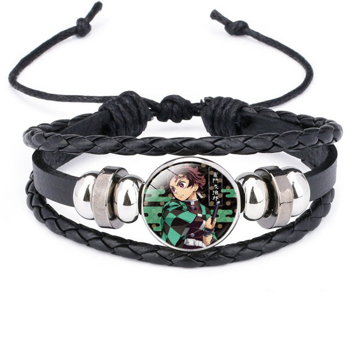 Wholesale Cartoon Time Gem Leather Handwoven Adjustable Bracelet