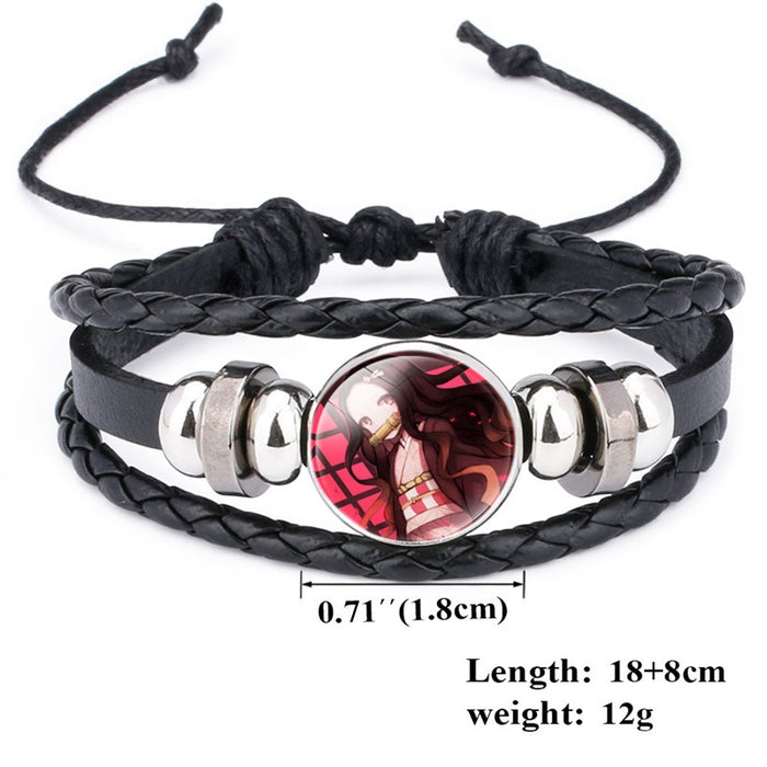 Wholesale Cartoon Time Gem Leather Handwoven Adjustable Bracelet