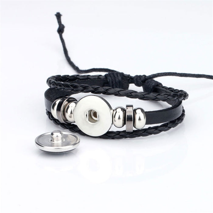 Wholesale Cartoon Time Gem Leather Handwoven Adjustable Bracelet