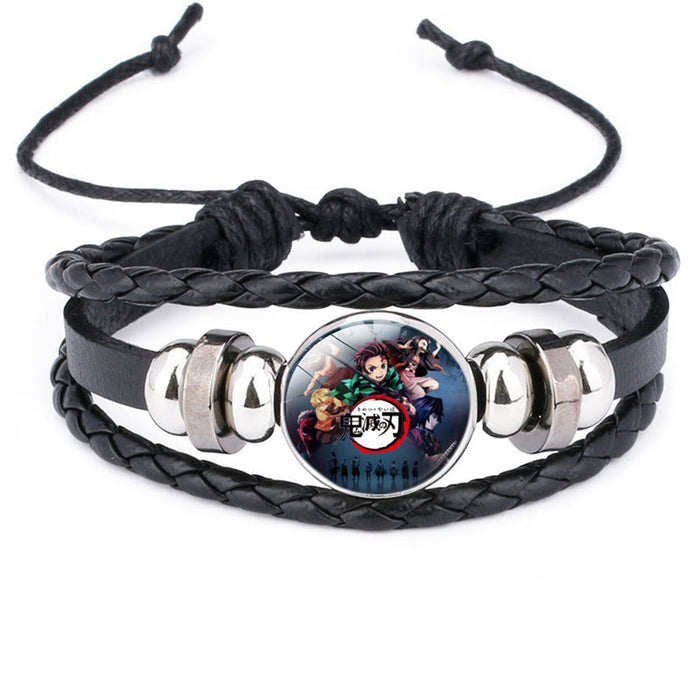 Wholesale Cartoon Time Gem Leather Handwoven Adjustable Bracelet