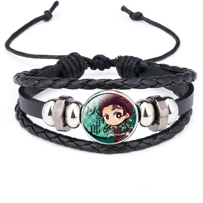 Wholesale Cartoon Time Gem Leather Handwoven Adjustable Bracelet