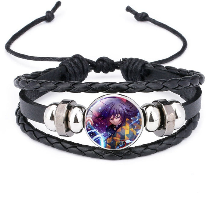 Wholesale Cartoon Time Gem Leather Handwoven Adjustable Bracelet