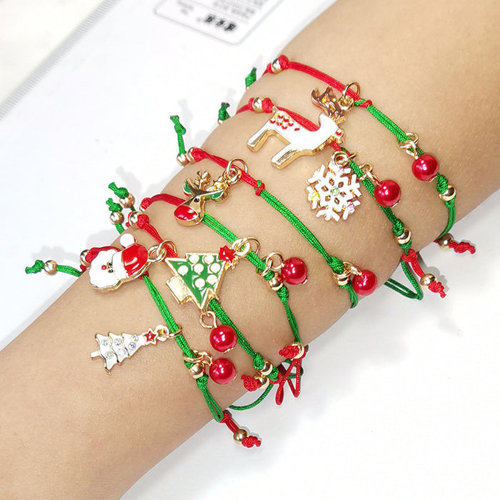 Wholesale Christmas Ornaments Gift  Snowflake Elk Christmas Tree Woven Bracelet