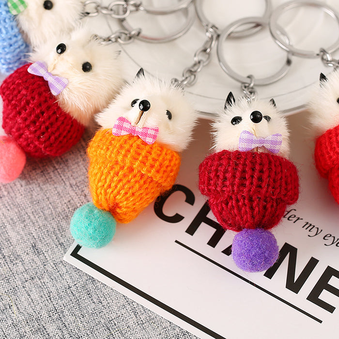 Wholesale  Fox key chain pendant plush contrast color cartoon  key chain pendant