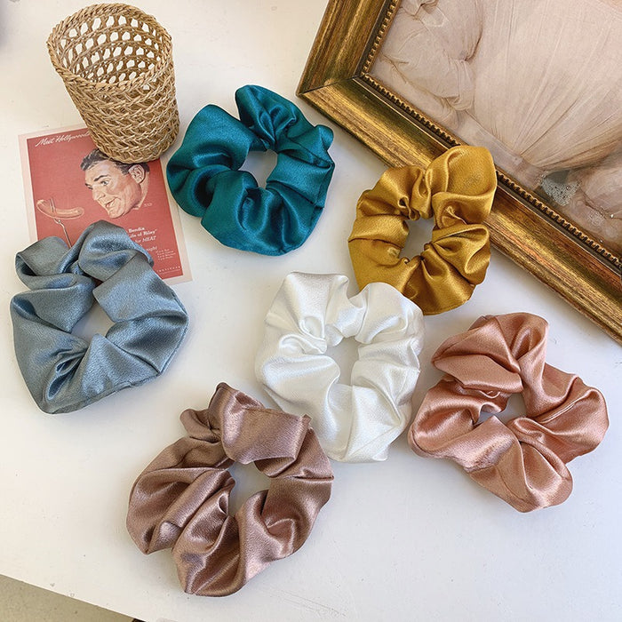 Wholesale Silk satin retro solid color headband, bun shaped hair, rope headband