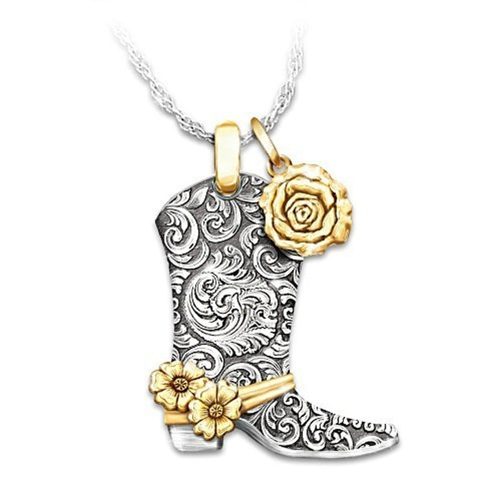 Wholesale Alloy Western Rose Boots Necklace JDC-NE-ManT008