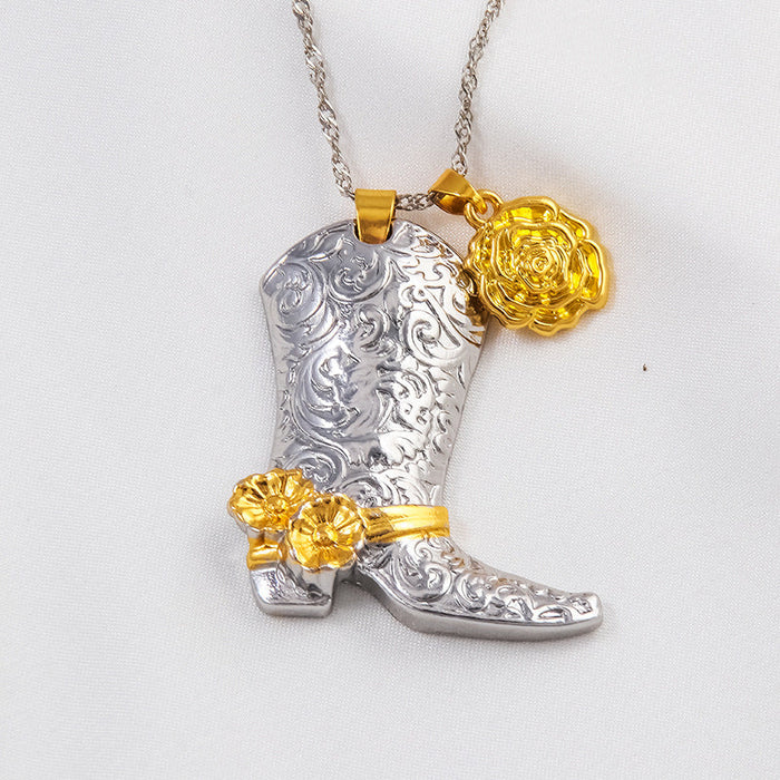 Wholesale Alloy Western Rose Boots Necklace JDC-NE-ManT008