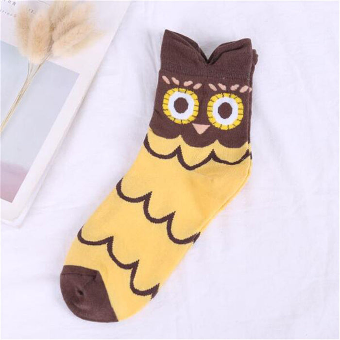 Wholesale Japanese Style Women's Socks Cartoon Owl Cute Animal JDC-SK-CG018