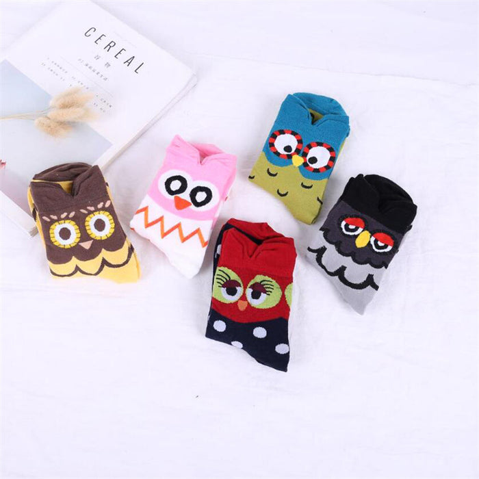 Wholesale Japanese Style Women's Socks Cartoon Owl Cute Animal JDC-SK-CG018