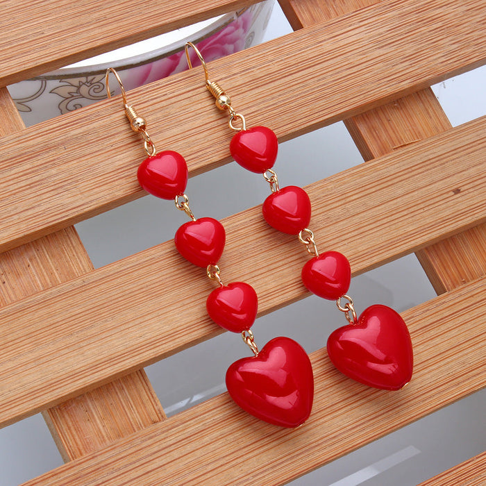 Wholesale Earrings Plastic Size Tassel Heart Heart JDC-ES-YinW004