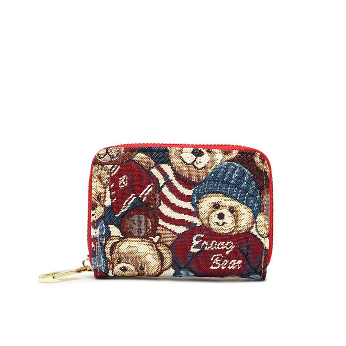 Wholesale Multi Slot Ultra-thin and Large Capacity Woven Teddy Bear Wallet JDC-WT-Aida003