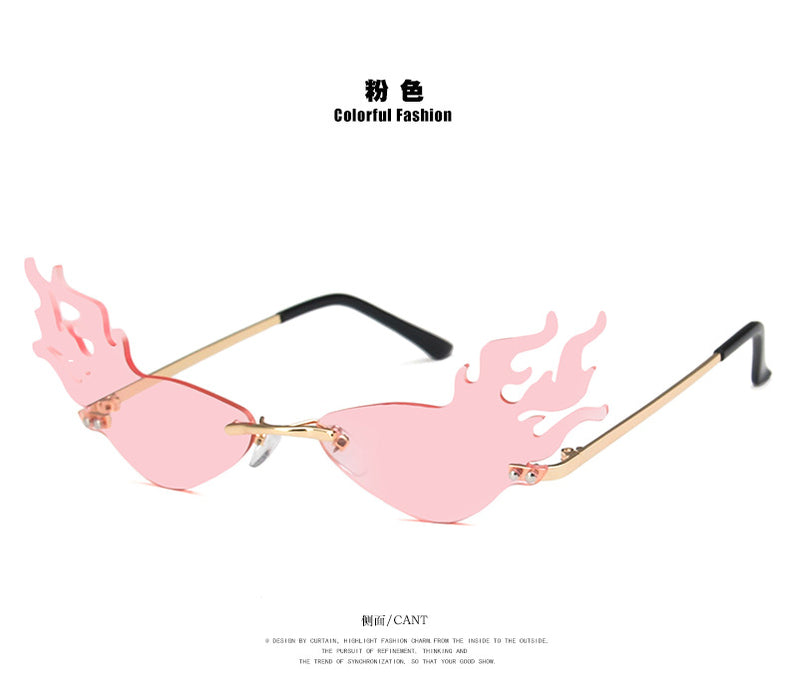 Wholesale Sunglasses Resin Frameless Flame Irregular JDC-SG-PLS105