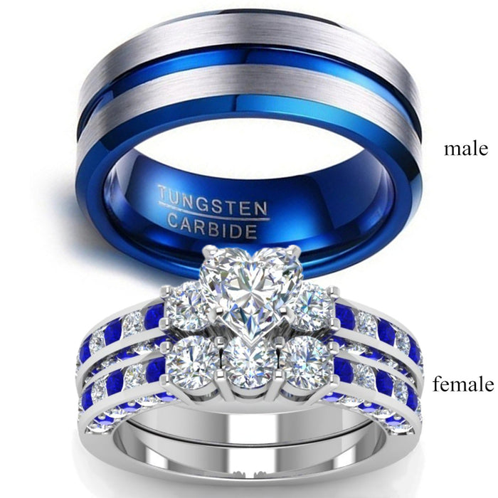 Wholesale Accessories Fashion Stainless Steel Ring Inlaid Zircon Fashion Blue Couple Ring JDC-RS-Baos001