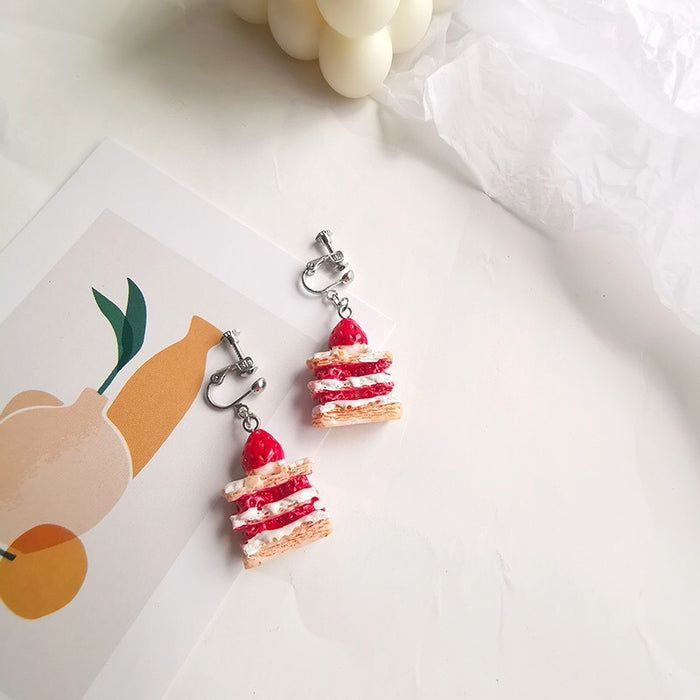 Wholesale Sweet and Personalized Strawberry Cake Earrings
