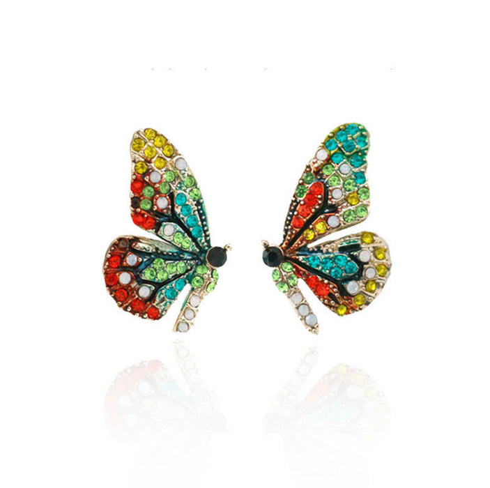 Wholesale Butterfly Girl Heart Earrings, Butterfly Wings Earrings, Water Diamond Fashion Earrings