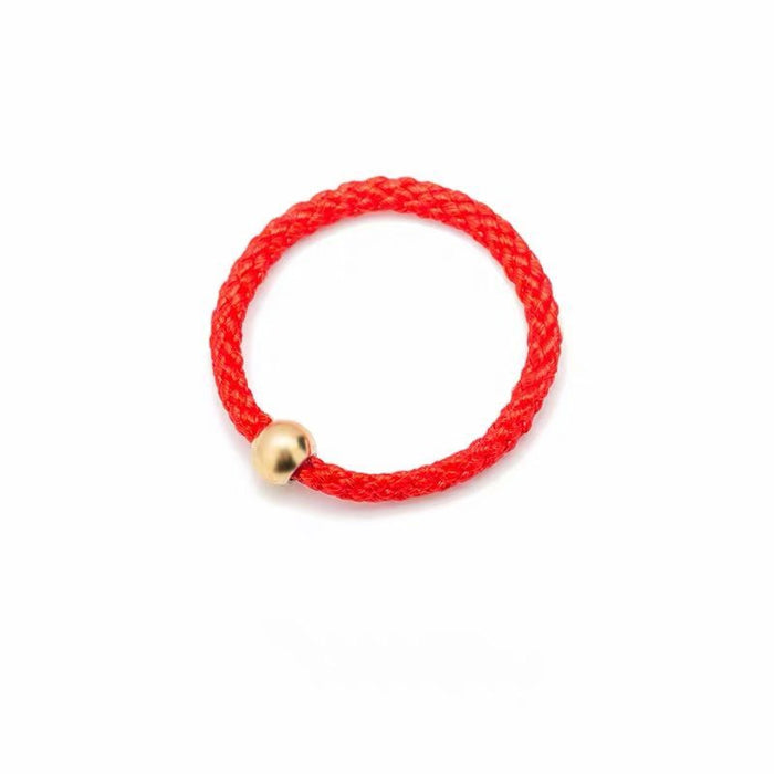 Wholesale Small Golden Bead Black Rope Transfer Bead Ring Couple Red Rope Weaving Ring Ring