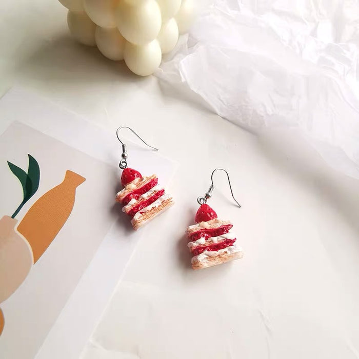 Wholesale Sweet and Personalized Strawberry Cake Earrings