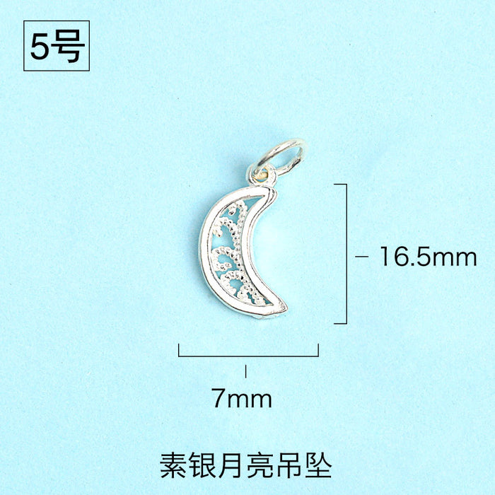 Wholesale S925 Pure Yintai Pendant Diamond Star Moon Sun Moon Star DIY Hand-made Material Bag Thai Silver Pendant