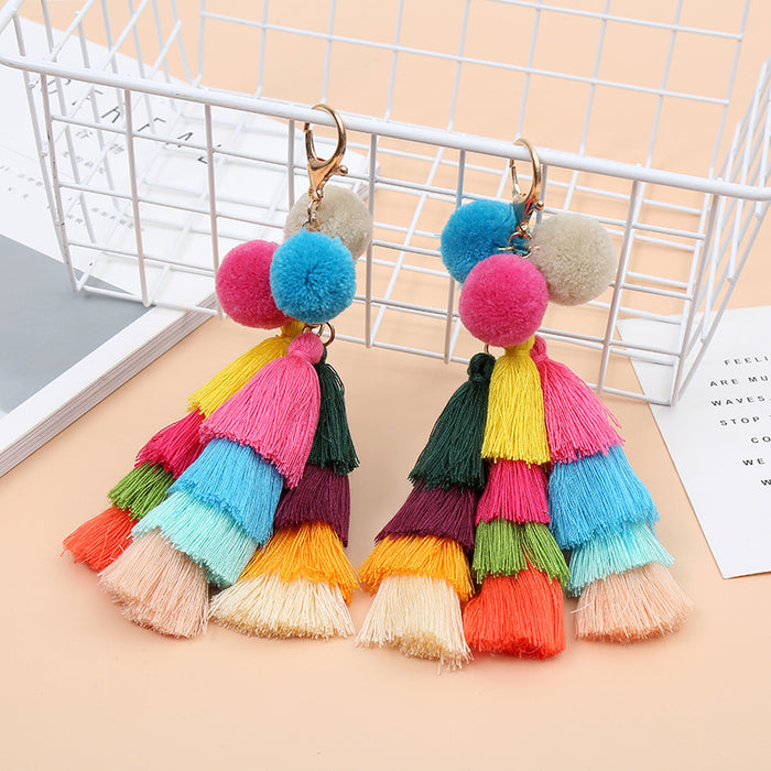 Wholesale Colorful Polyester Tassel Pendant Keychain JDC-KC-ZhenZhen001