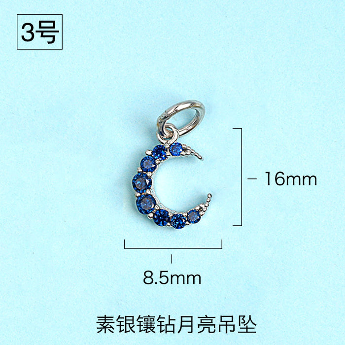 Wholesale S925 Pure Yintai Pendant Diamond Star Moon Sun Moon Star DIY Hand-made Material Bag Thai Silver Pendant