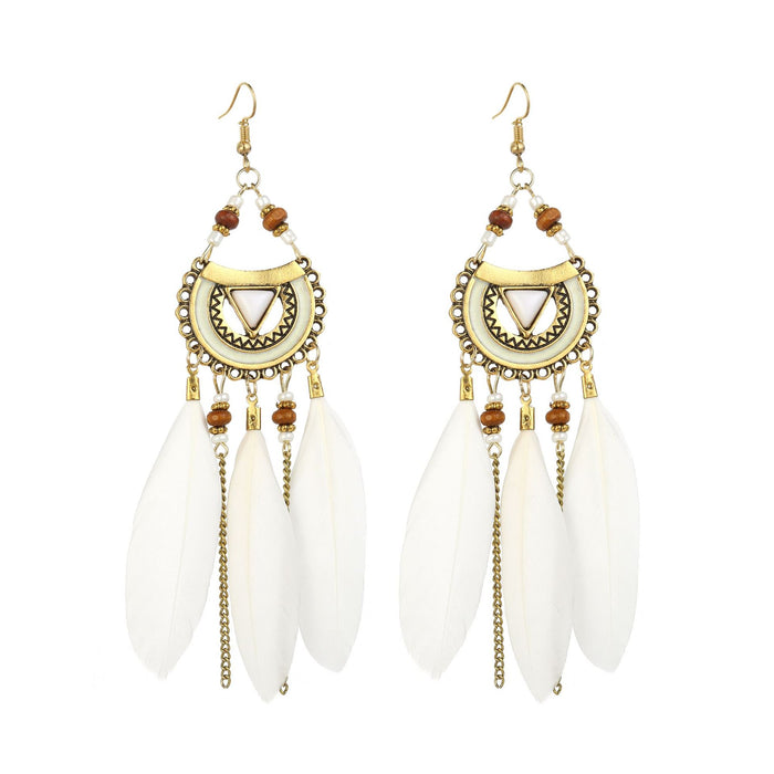 Wholesale Water Drop Row Feather Earrings JDC-ES-ManW001