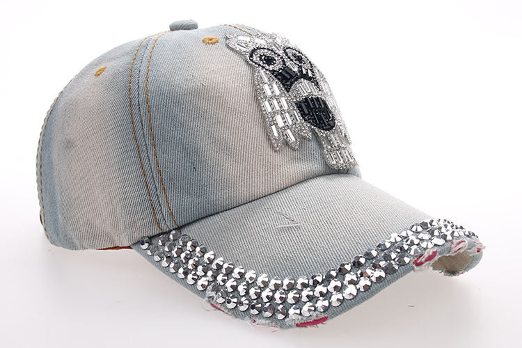 Wholesale Owl Three Row Dot Diamond Denim Baseball Cap JDC-HT-ZhonM001