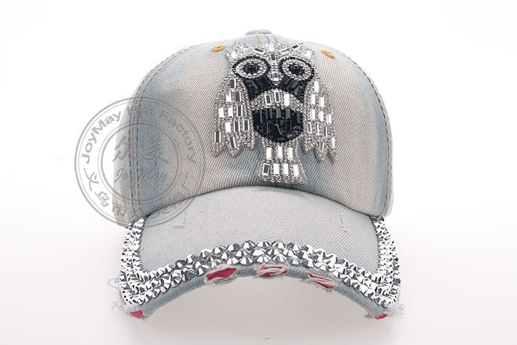 Wholesale Owl Three Row Dot Diamond Denim Baseball Cap JDC-HT-ZhonM001