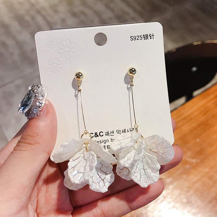 Wholesale S925 Silver Needle Internet Popular Simple Earrings Shell Flower Tassel Earrings
