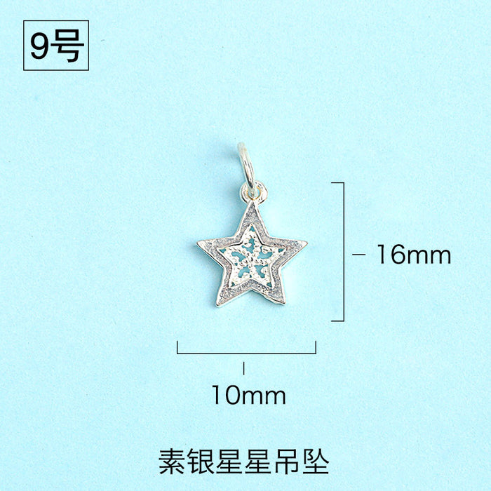 Wholesale S925 Pure Yintai Pendant Diamond Star Moon Sun Moon Star DIY Hand-made Material Bag Thai Silver Pendant