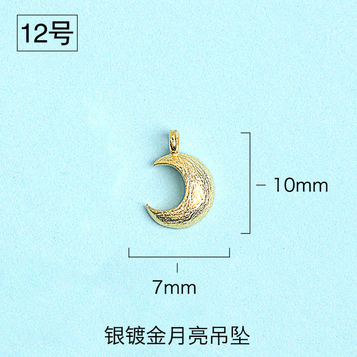 Wholesale S925 Pure Yintai Pendant Diamond Star Moon Sun Moon Star DIY Hand-made Material Bag Thai Silver Pendant