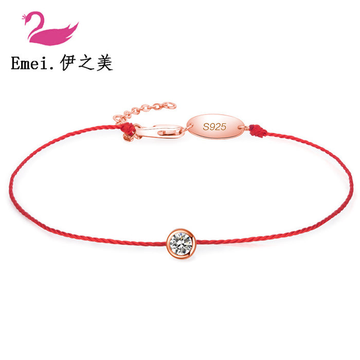 Wholesale Red Rope Bracelet With Single Stone Gold Plated Copper Women S Lucky Zodiac Year Gift Everyday Wear Boutique Resale