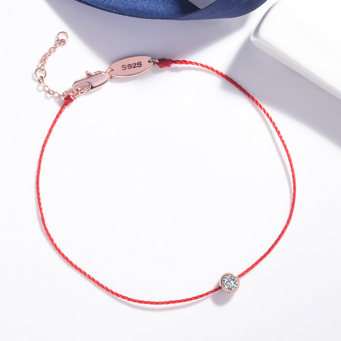 Wholesale Red Rope Bracelet With Single Stone Gold Plated Copper Women S Lucky Zodiac Year Gift Everyday Wear Boutique Resale