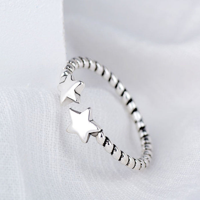 Wholesale Trendy Women S Star Ring Antique Thai Silver Finish Adjustable Jewelry Accessory