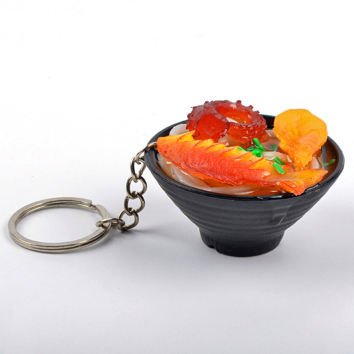 Wholesale Japanese Udon Noodle Keychain Charm PVC Food Simulation Pendant Decorative Bag Charm