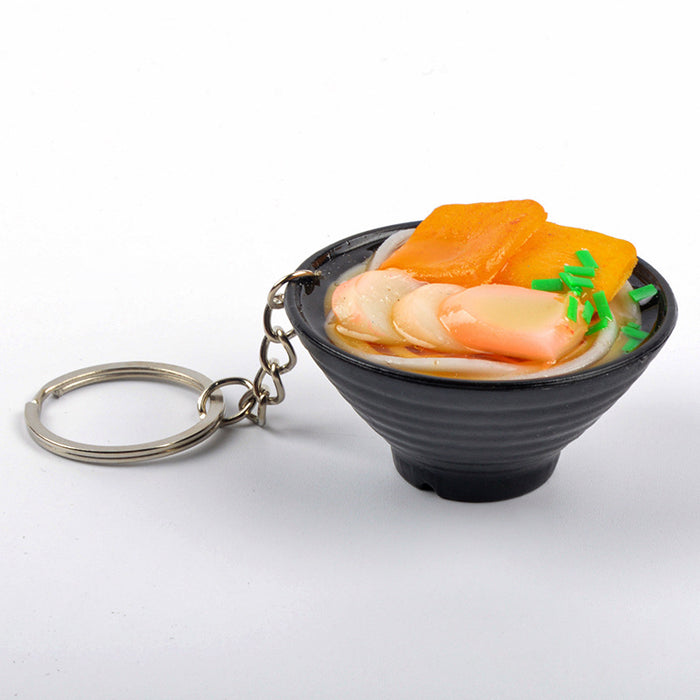 Wholesale Japanese Udon Noodle Keychain Charm PVC Food Simulation Pendant Decorative Bag Charm