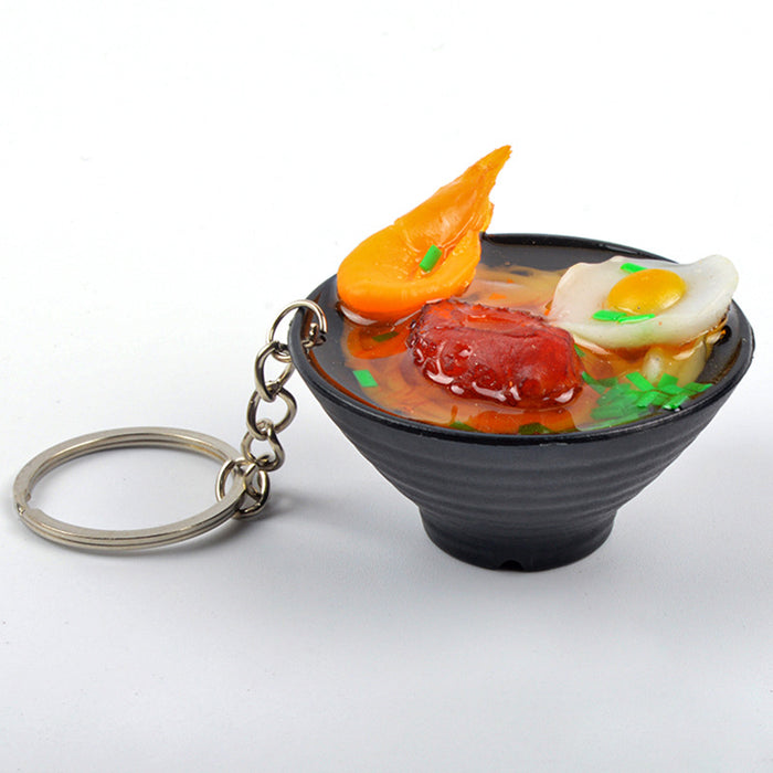 Wholesale Japanese Udon Noodle Keychain Charm PVC Food Simulation Pendant Decorative Bag Charm