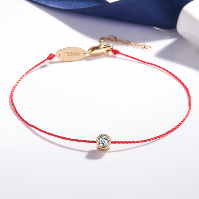 Wholesale Red Rope Bracelet With Single Stone Gold Plated Copper Women S Lucky Zodiac Year Gift Everyday Wear Boutique Resale
