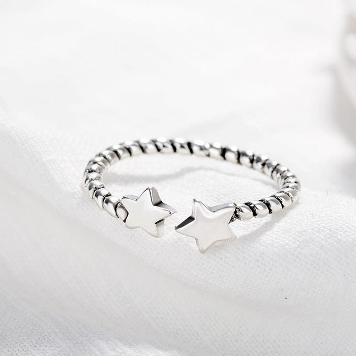 Wholesale Trendy Women S Star Ring Antique Thai Silver Finish Adjustable Jewelry Accessory