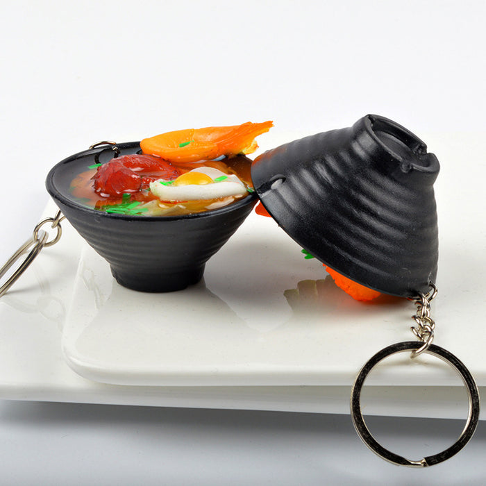 Wholesale Japanese Udon Noodle Keychain Charm PVC Food Simulation Pendant Decorative Bag Charm