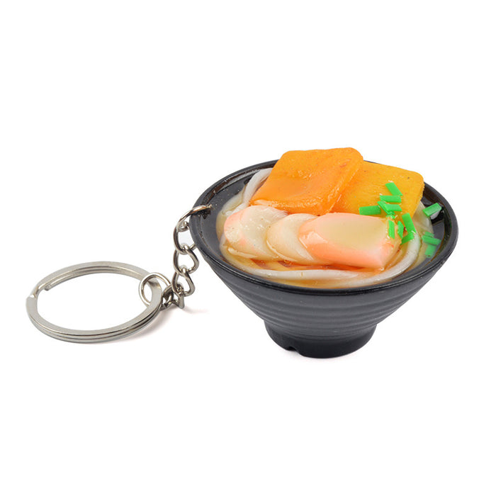Wholesale Japanese Udon Noodle Keychain Charm PVC Food Simulation Pendant Decorative Bag Charm