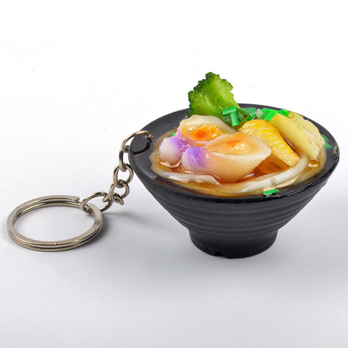 Wholesale Japanese Udon Noodle Keychain Charm PVC Food Simulation Pendant Decorative Bag Charm