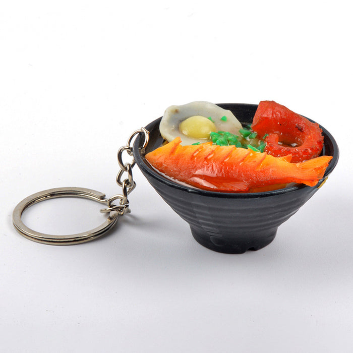 Wholesale Japanese Udon Noodle Keychain Charm PVC Food Simulation Pendant Decorative Bag Charm