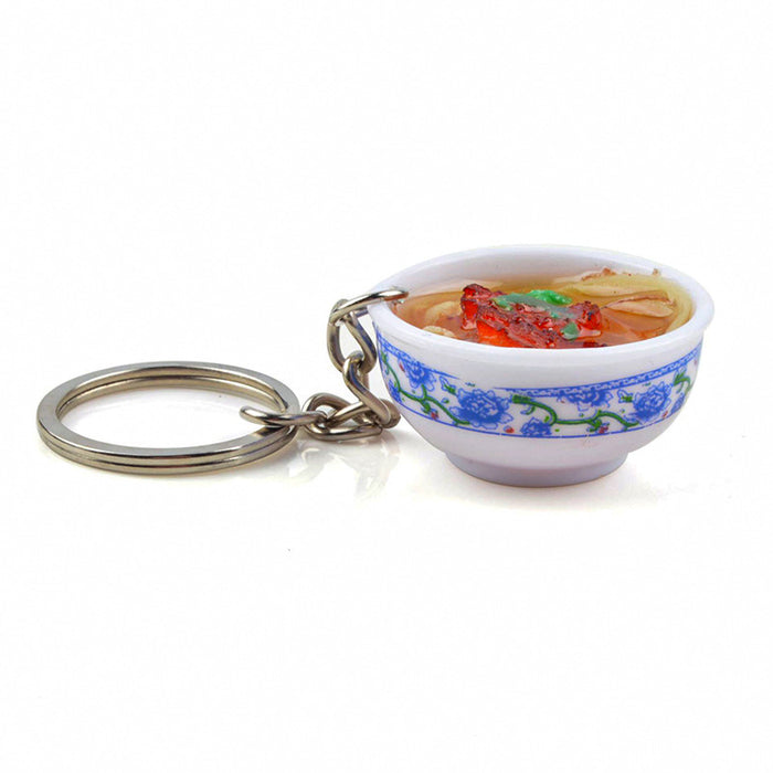 Wholesale Chinese Style Blue White Porcelain Bowl Keychain PVC Decorative Car Key Accessory Gift MOQ≥2