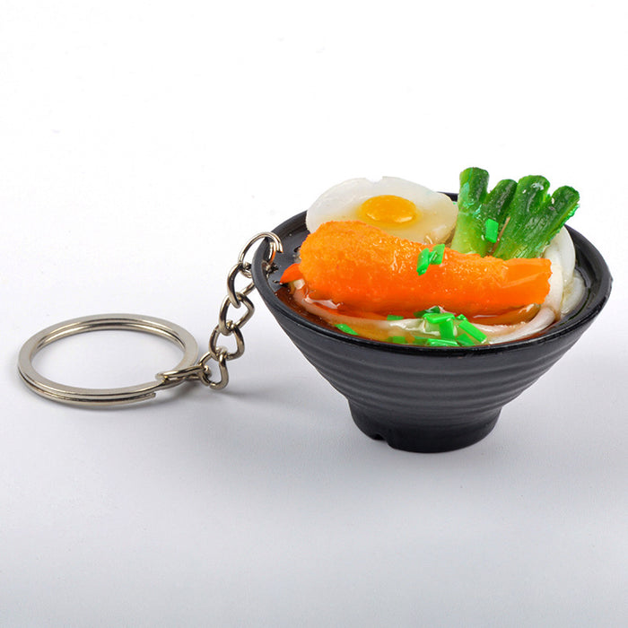 Wholesale Japanese Udon Noodle Keychain Charm PVC Food Simulation Pendant Decorative Bag Charm