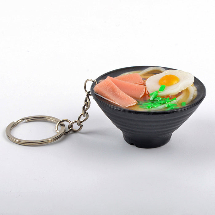 Wholesale Japanese Udon Noodle Keychain Charm PVC Food Simulation Pendant Decorative Bag Charm