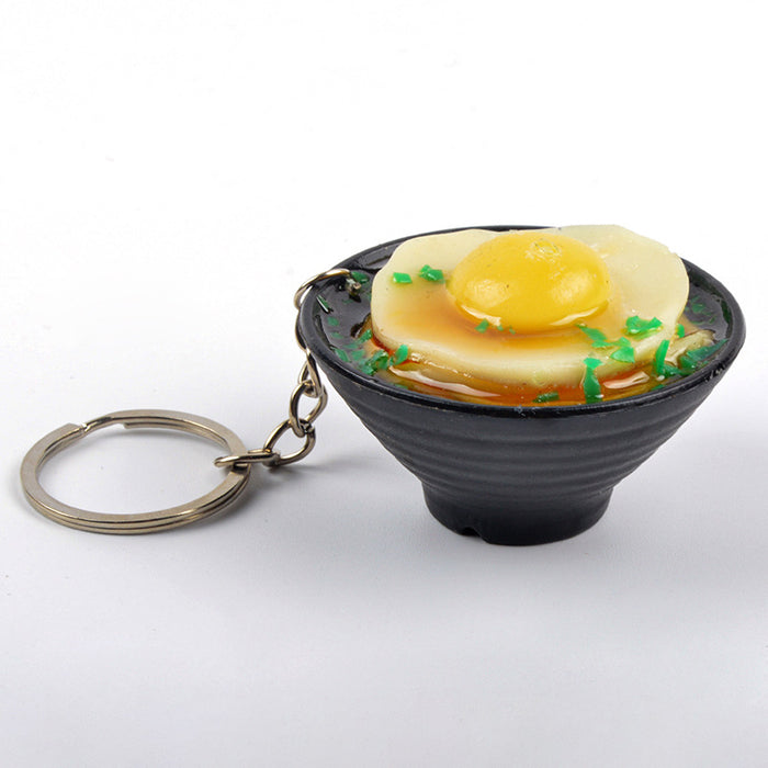 Wholesale Japanese Udon Noodle Keychain Charm PVC Food Simulation Pendant Decorative Bag Charm