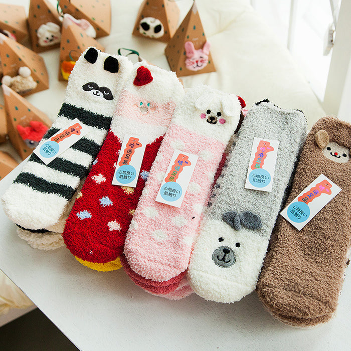 Wholesale Christmas Coral Fleece Cartoon Cartoon Short Socks JDC-SK-Lanh007